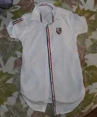 блуза-5 шт,рубашка,блузка, р.С 40-42,в клетку, белая, коралловая,синяя