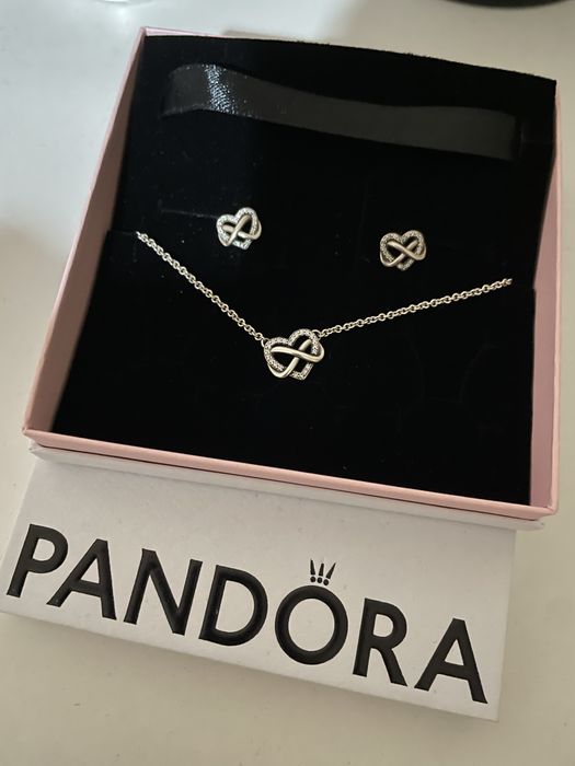 Pandora Komplekt Lśniące serce z symbolem nieskończoności