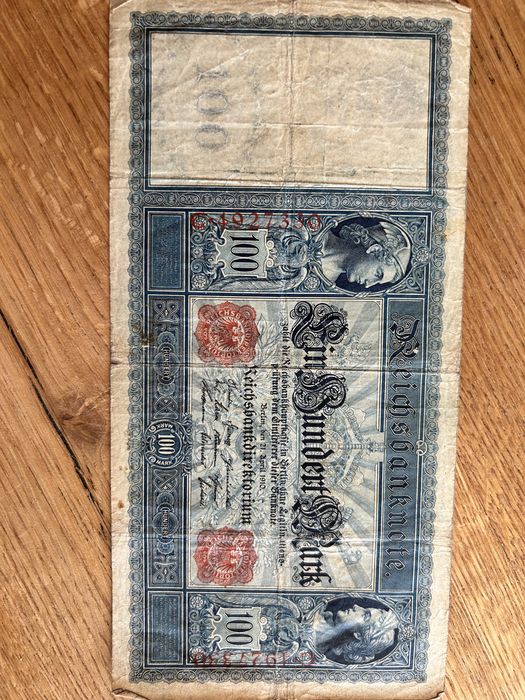 Banknoty 50 i 100 Marek niemieckich z 1910 r.