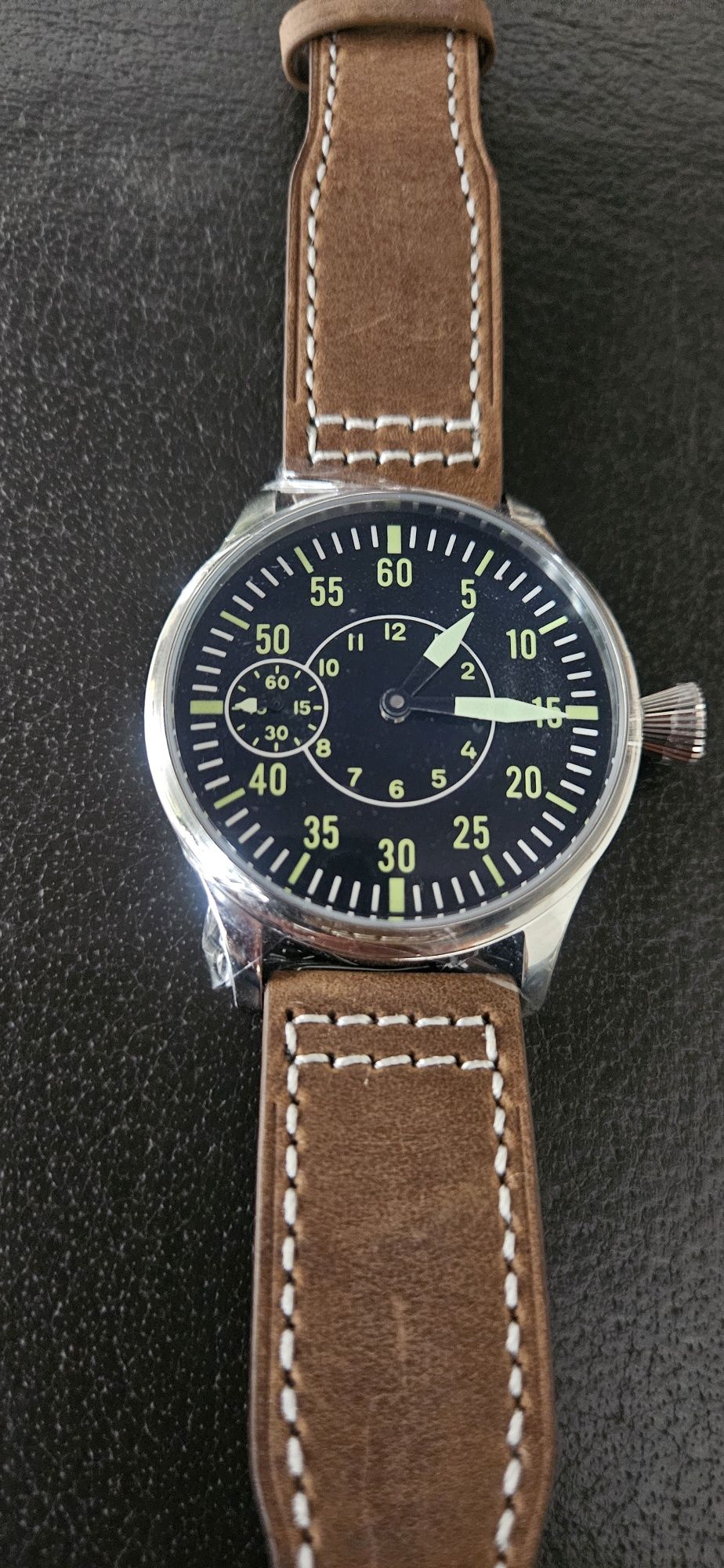 Nowy, męski zegarek mechaniczny typu flieger.