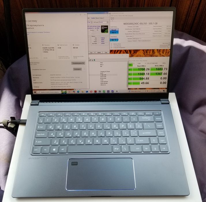 MSI Prestige 15. I7, 16Gb, 512Gb, GTX1650Max-Q, 3840x2160 IPS