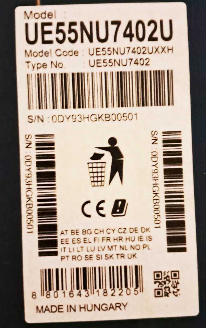 Телевизор Samsung UE55NU7402U в рабочем состоянии. Нужен ремонт