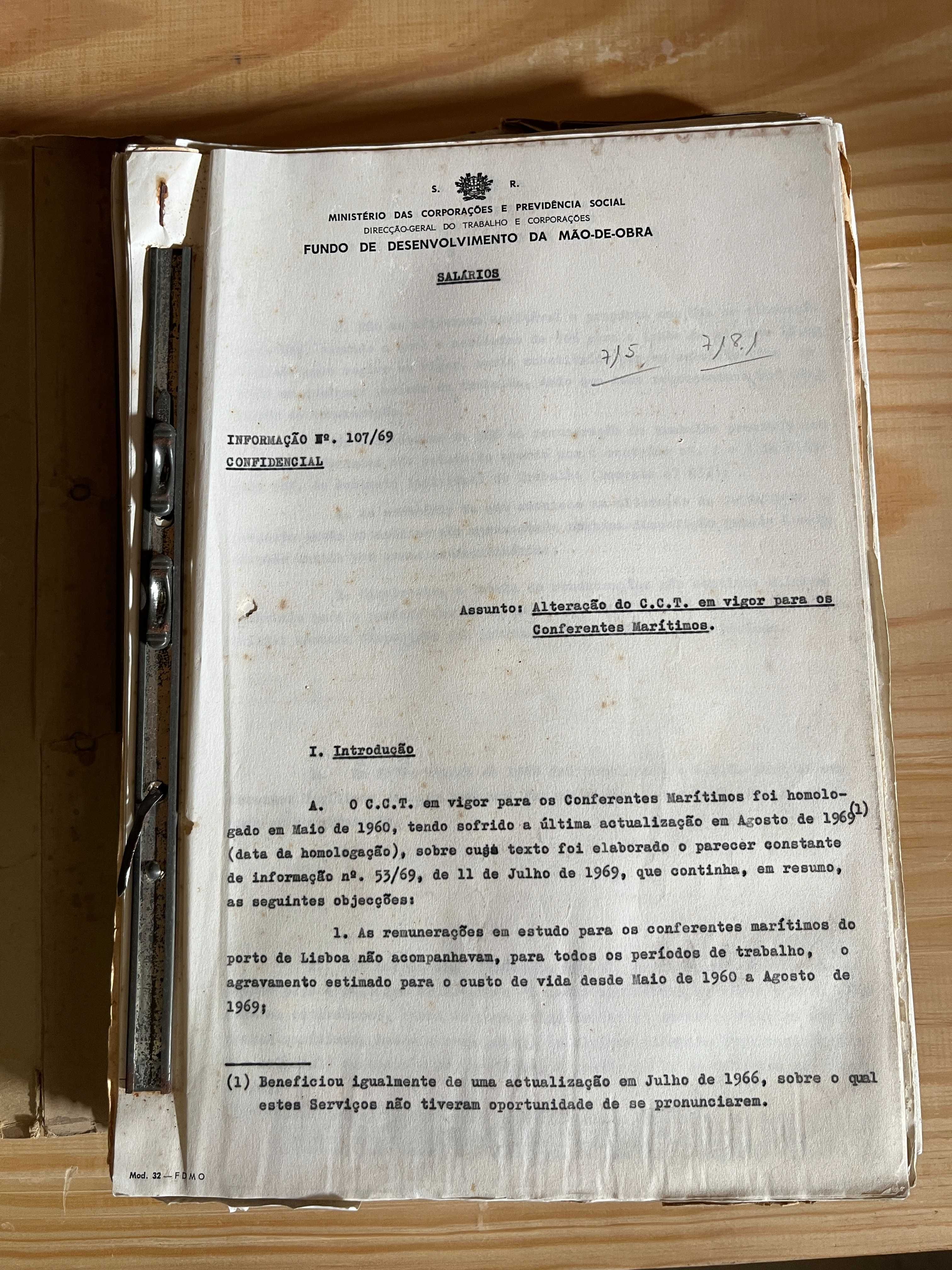 Dossier Ministério das Corporações e Previdência Social – 1968/69