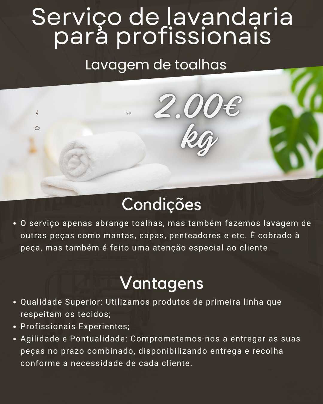 Passar a ferro 3EUR ao Kg, Lavar/Secar/Passar a ferro 3.70EUR ao Kg