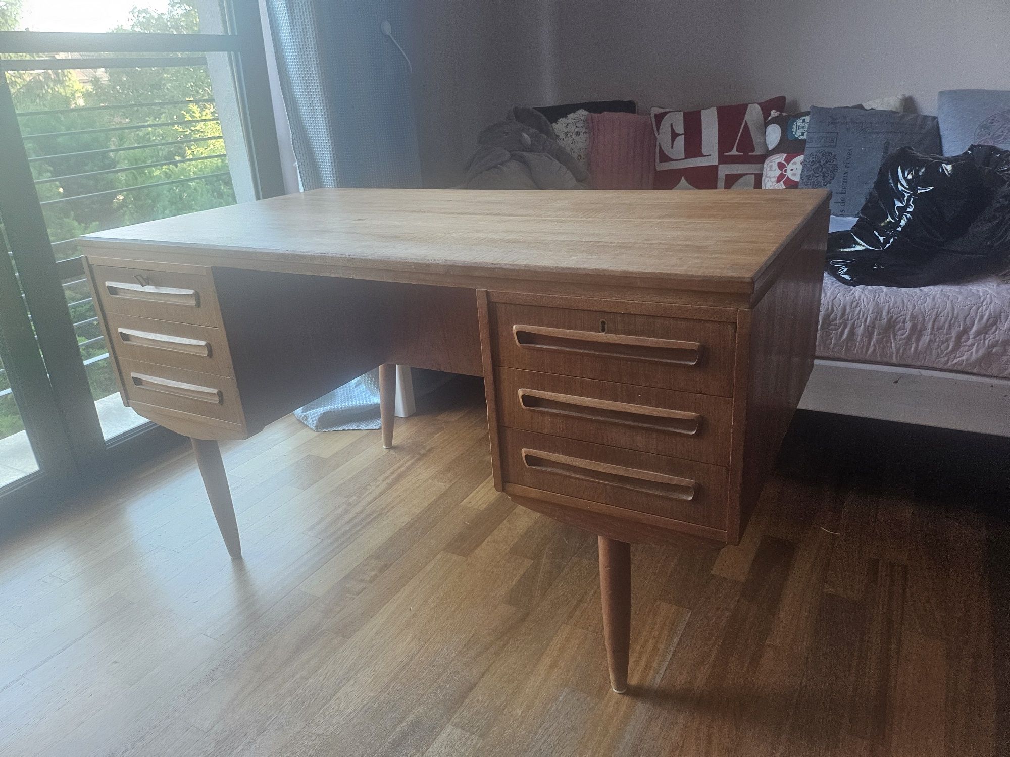 Biurko teakowe, vintage design, Dania, lata 60-70 te