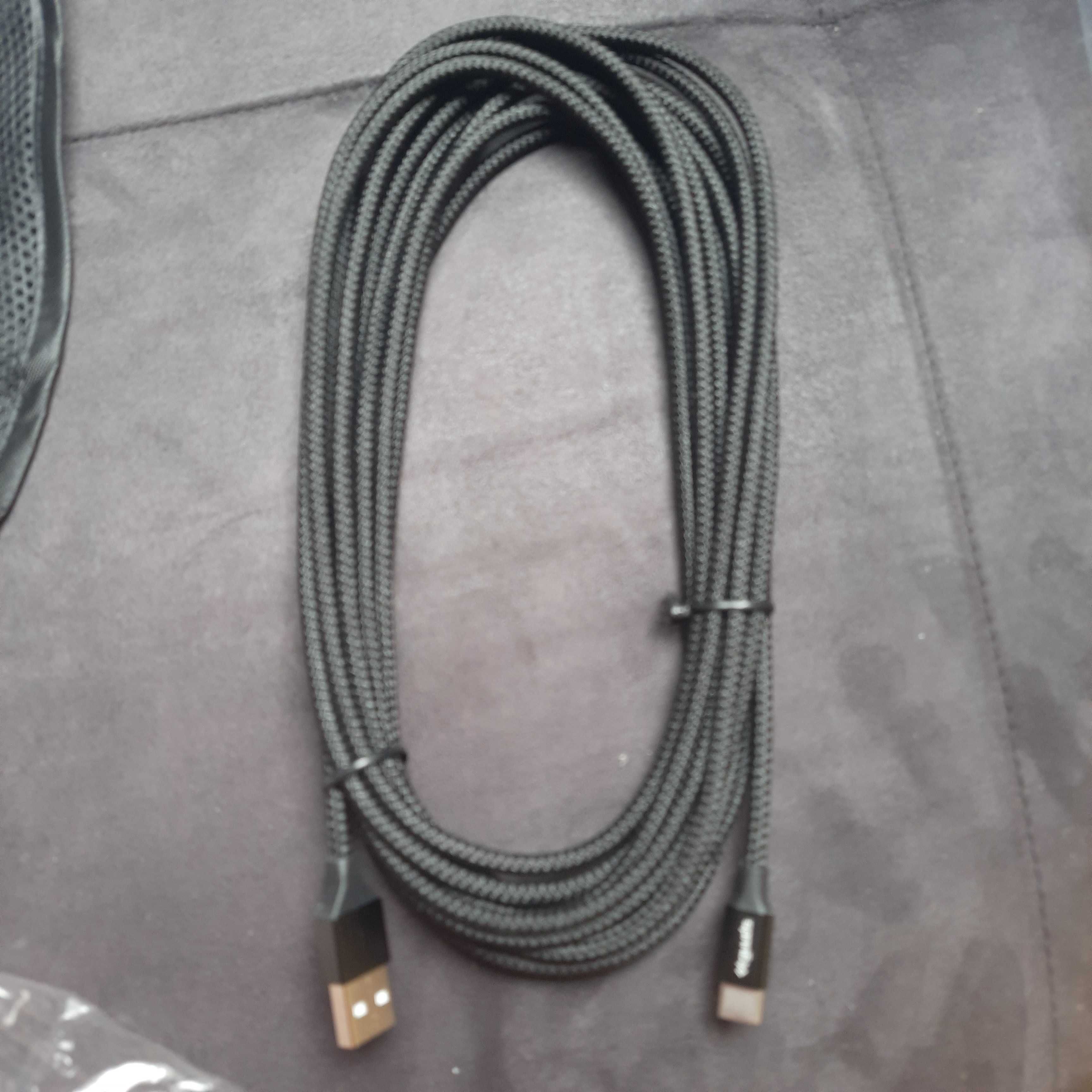 Kabel USB BARDZO DŁUGI USB na USB C nylonowy etguuds 5m 5V