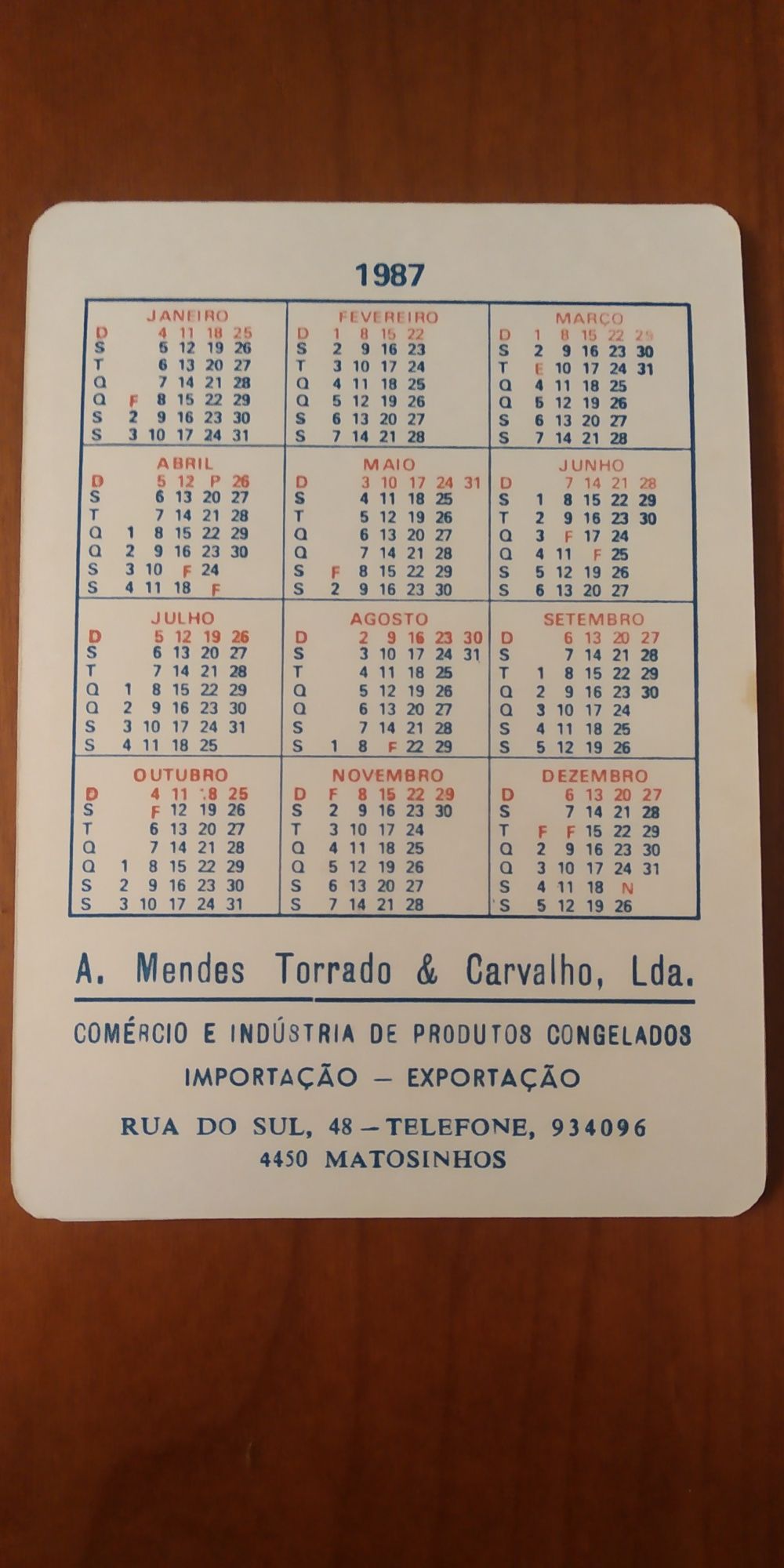 Calendários de bolso antigos