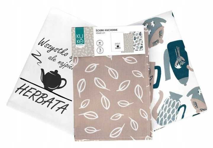 Ścierki kuchenne komplet 3 sztuki bawełniane  herbata 40X60cm ścierka