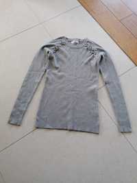 Szara przylegająca bluzka/sweter z długim rękawem rozmiar S/M