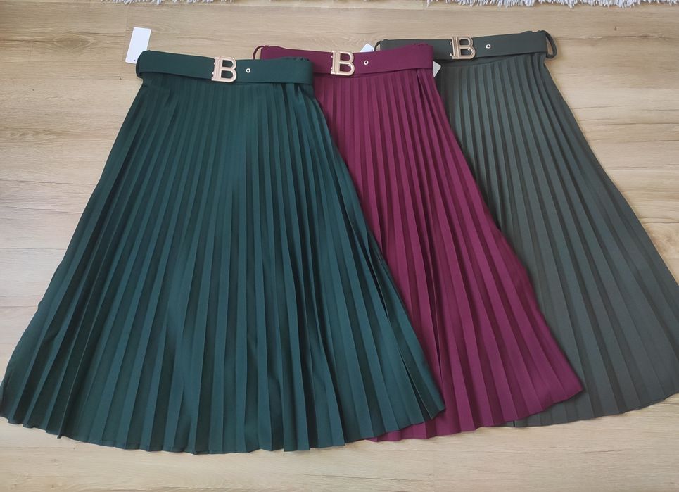 Spódnice MIDI plis pasek