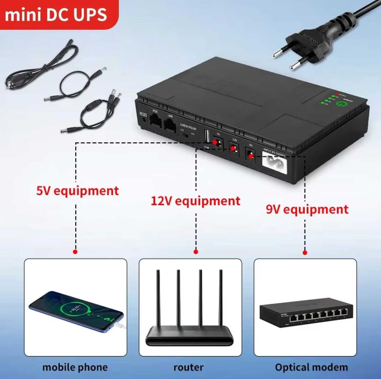 Безперебійник для роутера ДБЖ MINI UPS 10400mah, 5v - 9v 12v УПС