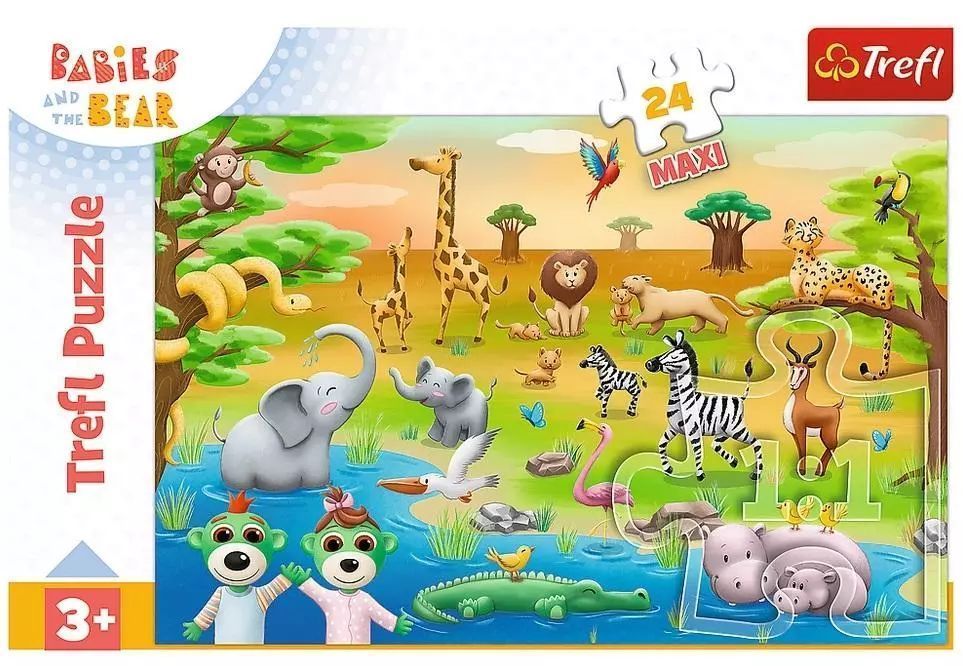 Puzzle 24 maxi Bobaski i zwierzęta TREFL. Trefl. Nowy Produkt