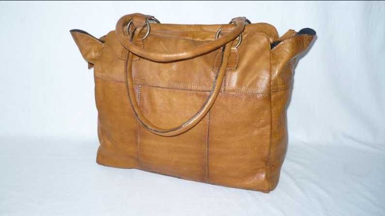Pieces велика оранжева шкіряна сумка ділова дорожня кожаная сумка А4