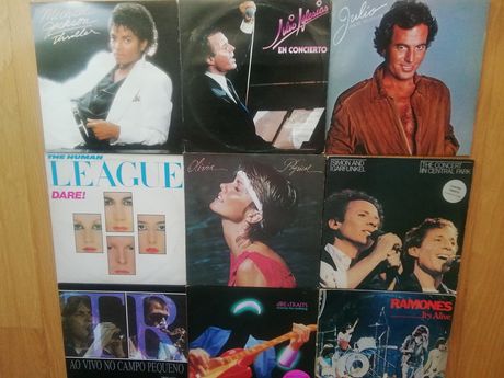 Pack de 9 discos vinil LP de vários artistas.