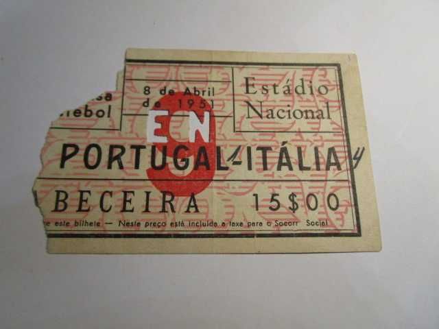 bilhete futebol Portugal vs Itália 1951 !