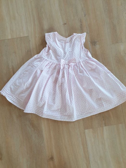 Różowo-biała sukienka w kratke r.3-6m-cy