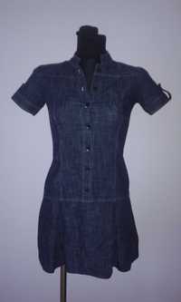 XS/S 36/38 Sukienka dżinsowa damska jeansowa tunika plisowana