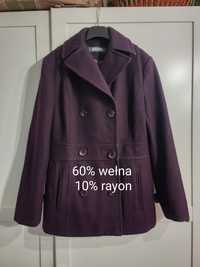 Wełniana fioletowa kurtka, krótki płaszczyk - śliwkowa - r. 38  Kennet