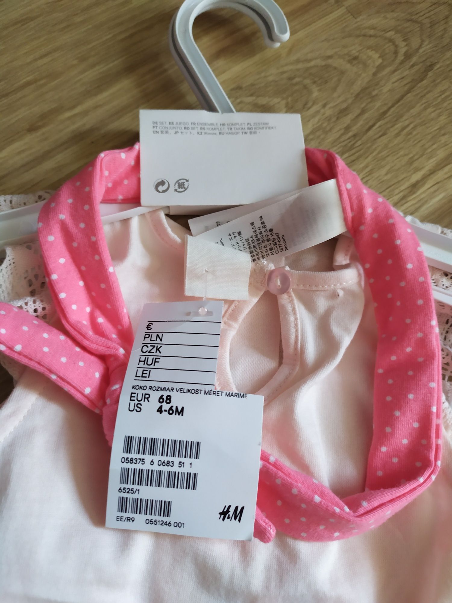 Nowy komplet H&M rozmiar 68 dziewczynka leginsy bluzka opaska