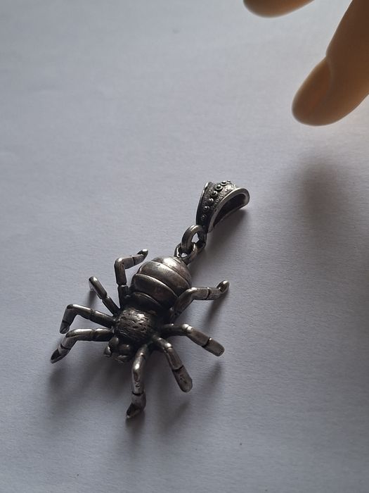 Stary srebrny duży  pająk  zawieszka wisior srebro PRL