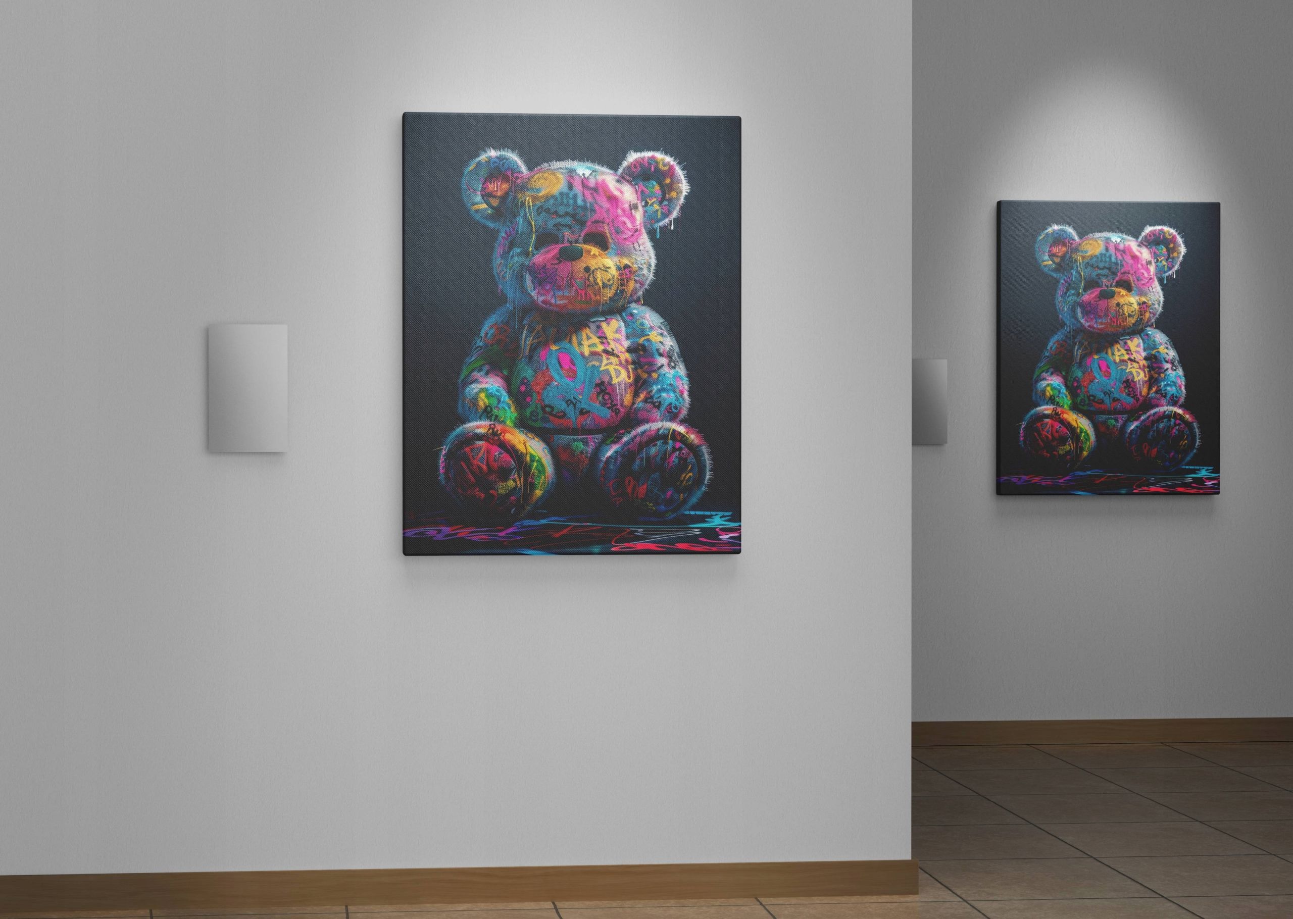 Obraz na płótnie "Grafitti Miś" 45x60 cm – Nowoczesna sztuka do wnętrz