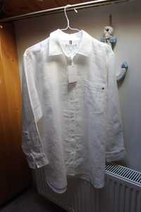 Рубашка, лен, белая, Tommy Hilfiger, р 40, на 50, новая, снижена цена