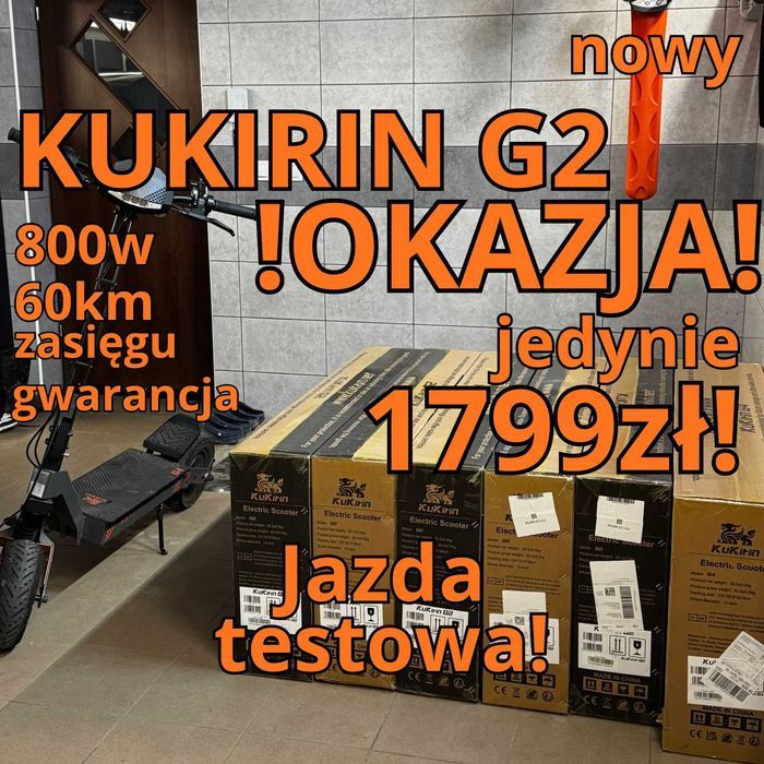 !OKAZJA! Kukirin G2 NOWY 800w 60km zasięgu JAZDA TESTOWA!