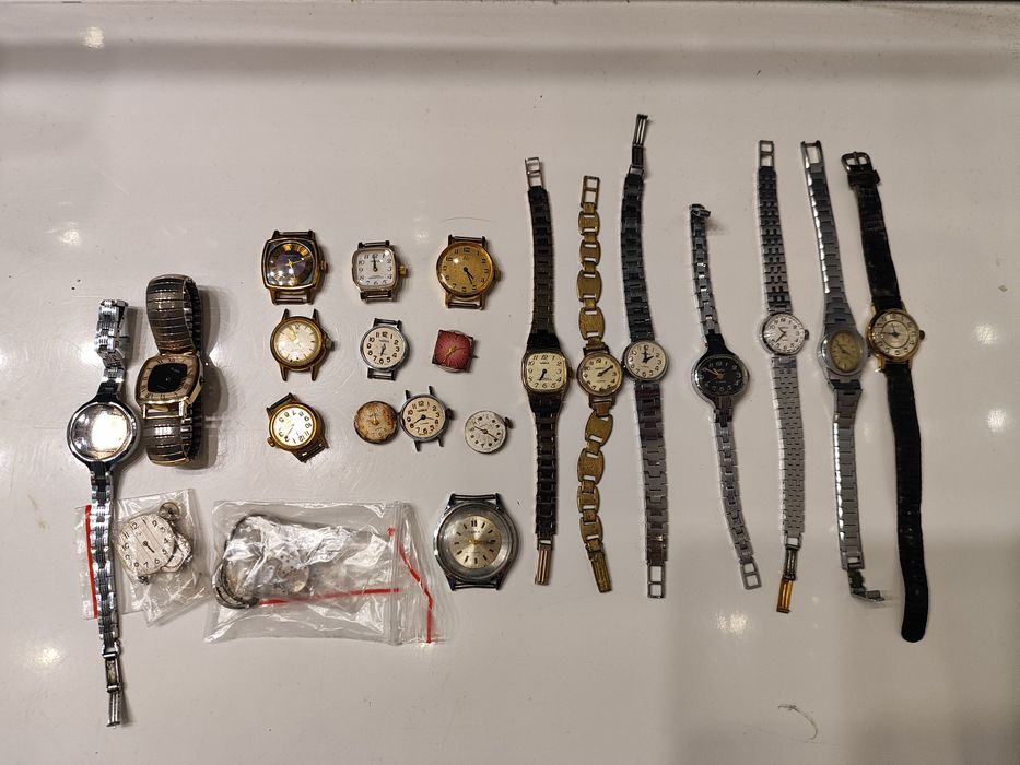 Zestaw 21 zegarków/mechanizmów damskich odzysk złota