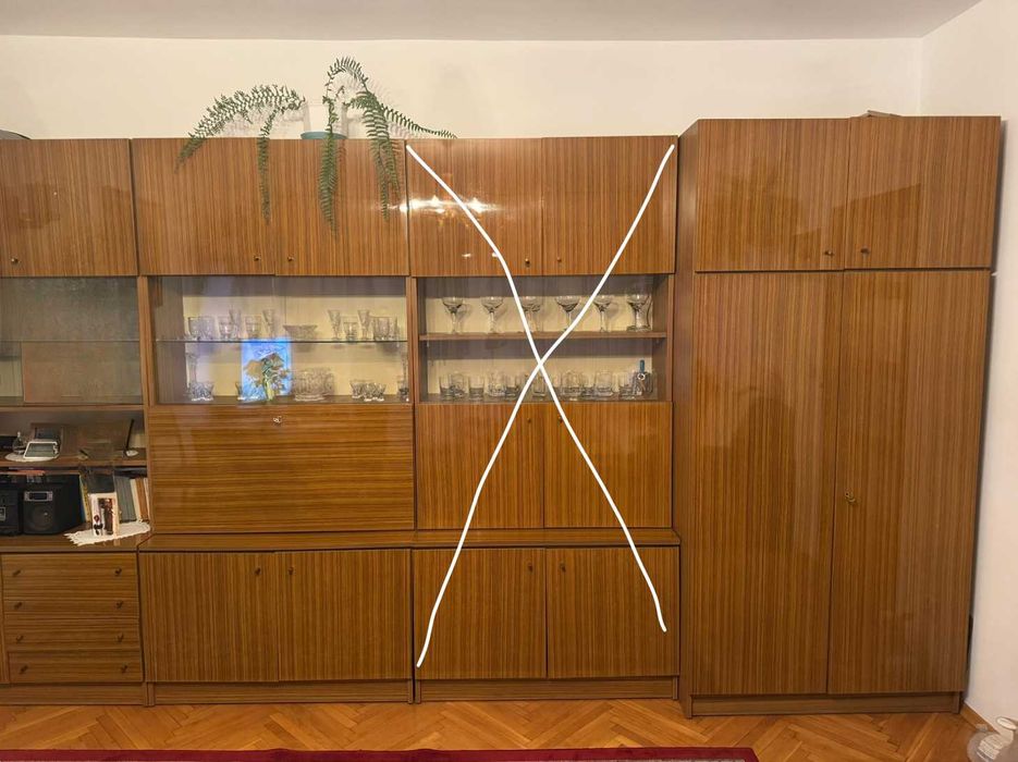 Meblościanka PRL połysk vitage + stół rozkładany