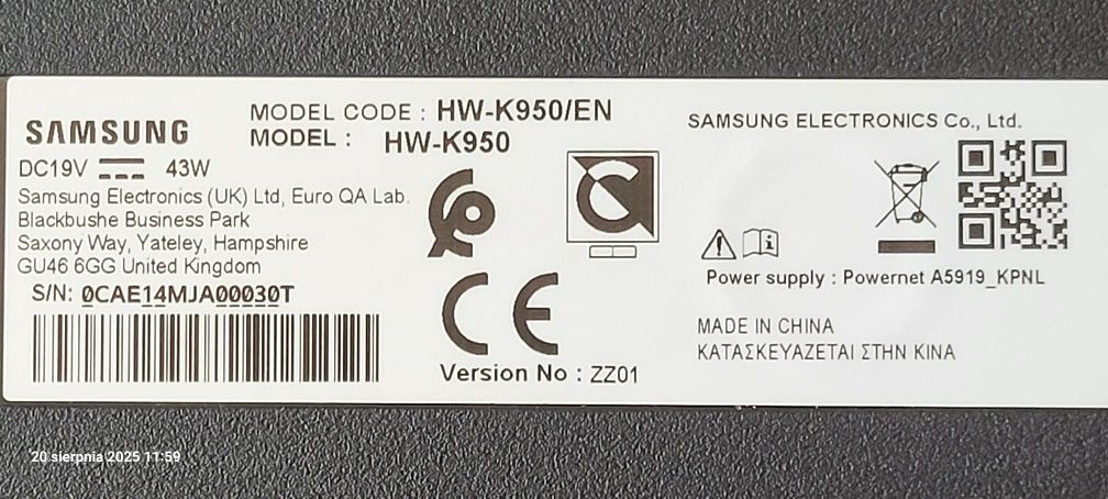 Samsung soundbar Hw K950
