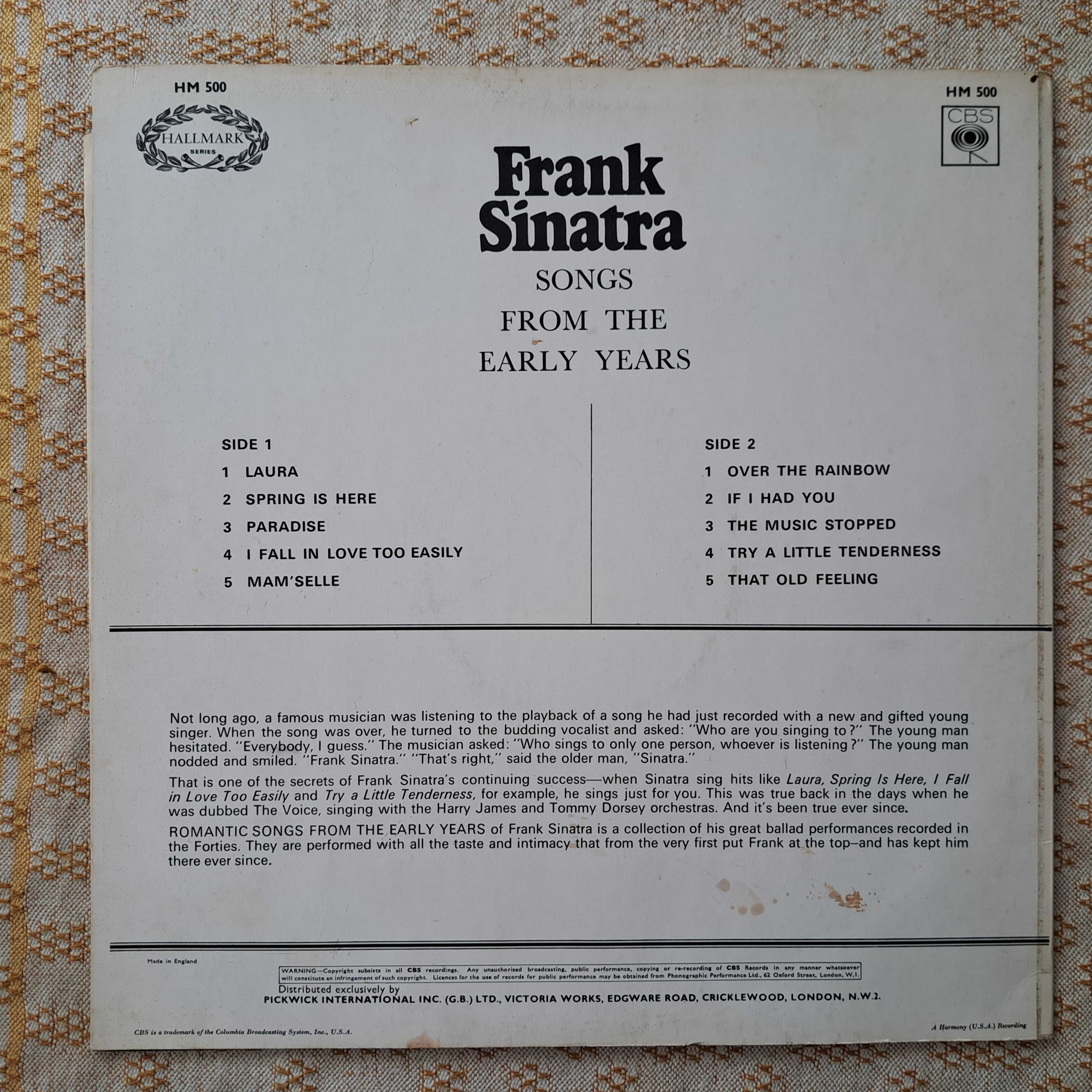 Frank Sinatra Romantic Songs From The Early Years 1966 UK (VG+/EX-)