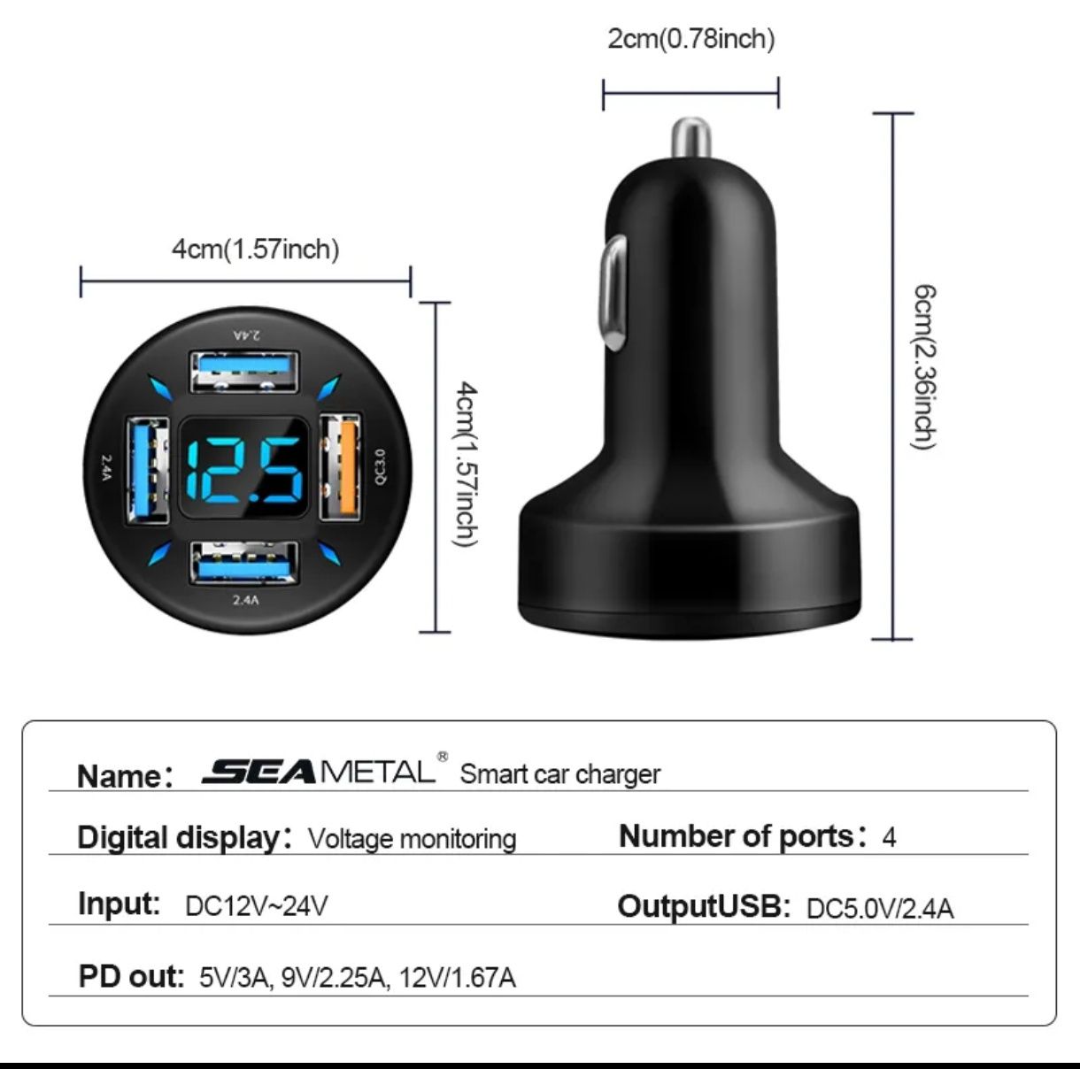 Carregador isqueiro 66w Supercharger