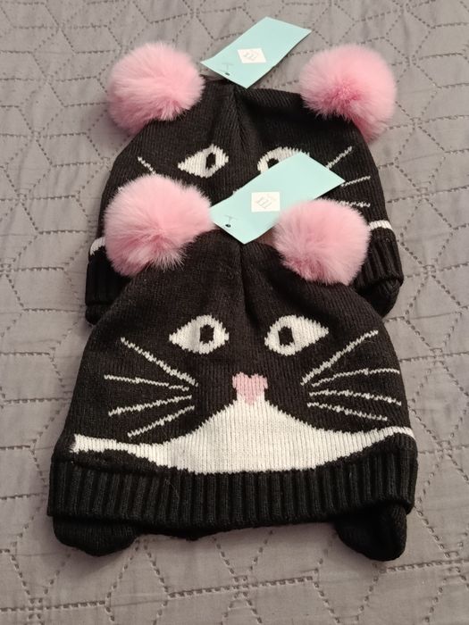 Czapki zimowe TEX kotki r 6-12 M.