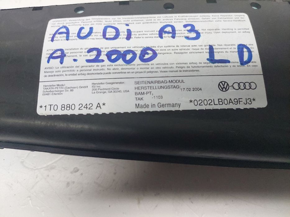 Airbag banco direito AUDI A3 (8P1)