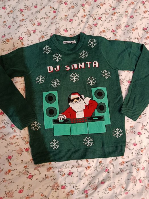 Zielony świąteczny sweter na święta dla dziecka