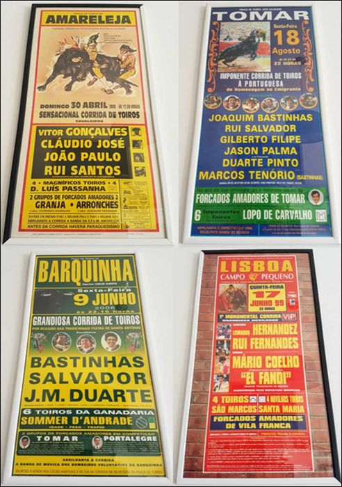 Cartazes antigos emoldurados tauromaquia tauromáquico tourada