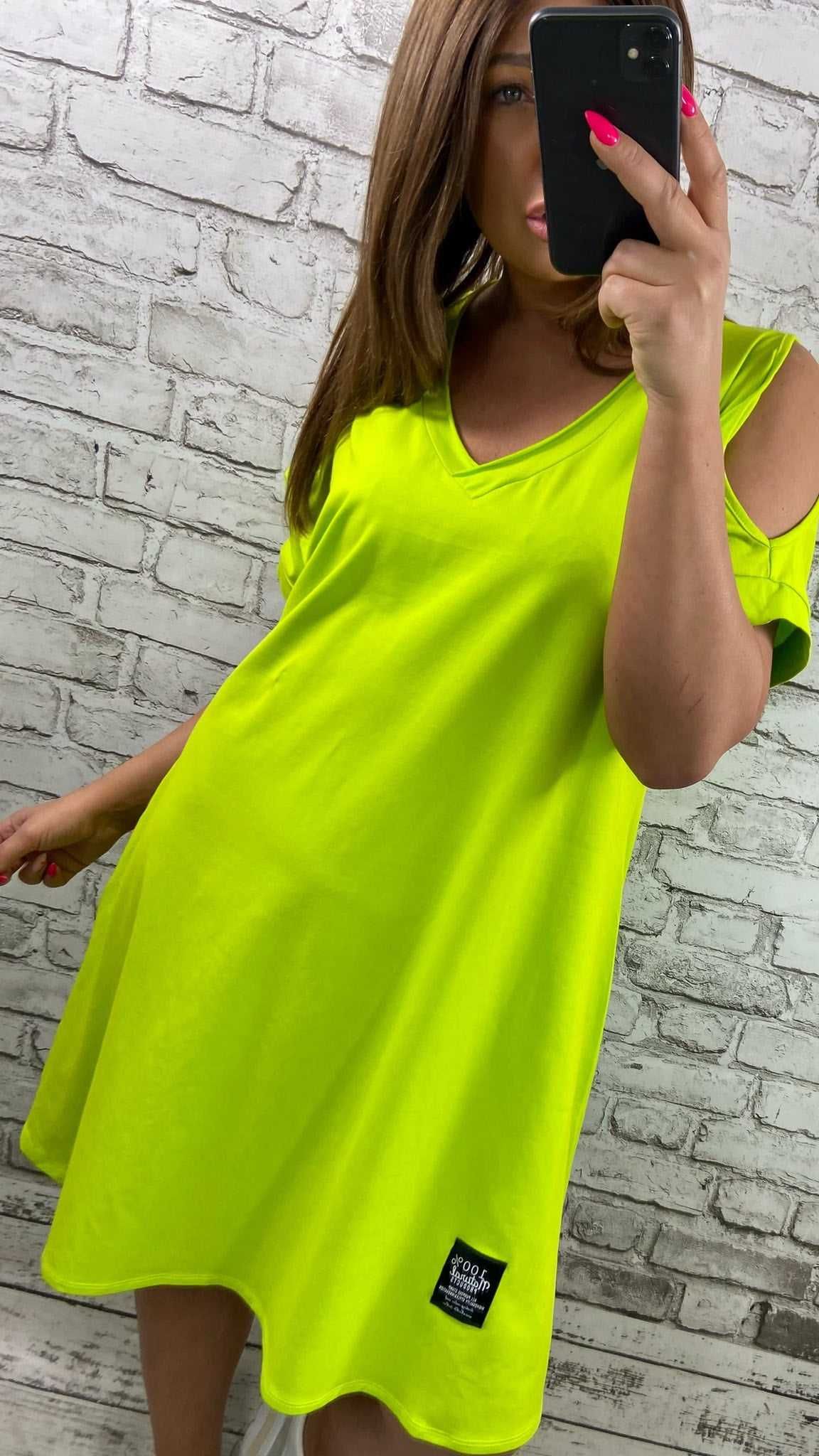 Bawełniana sukienka limonka XL