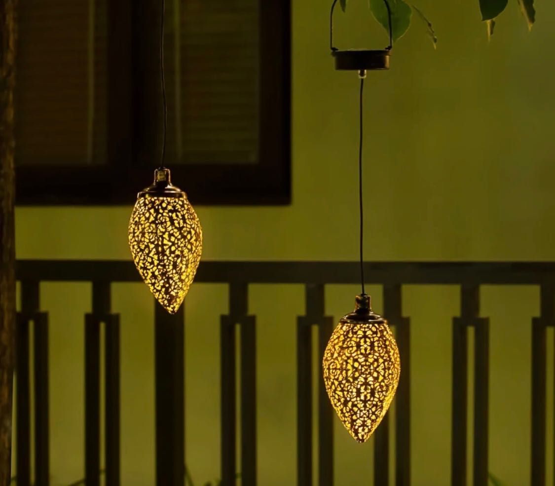 Lampa solarna lampion led wisząca metal piękny efekt