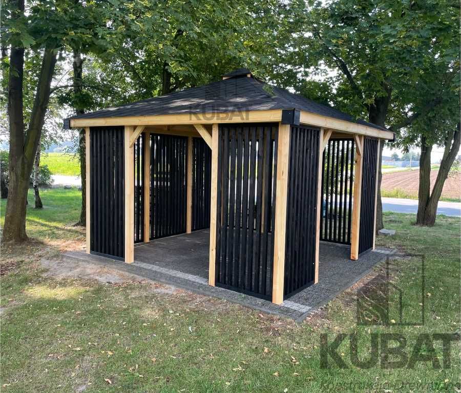 Nowoczesna altana z lamelami 3x3 | altanka ogrodowa drewniana |altanki