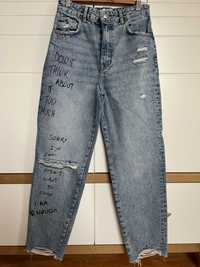Spodnie jeansowe MOM z dziurami r. 36 Bershka