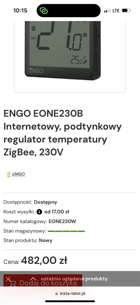 Regulatory temperatury ENGO EONE23OB