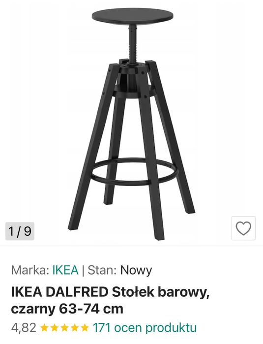 Stołek barowy czarny IKEA 2 sztuki