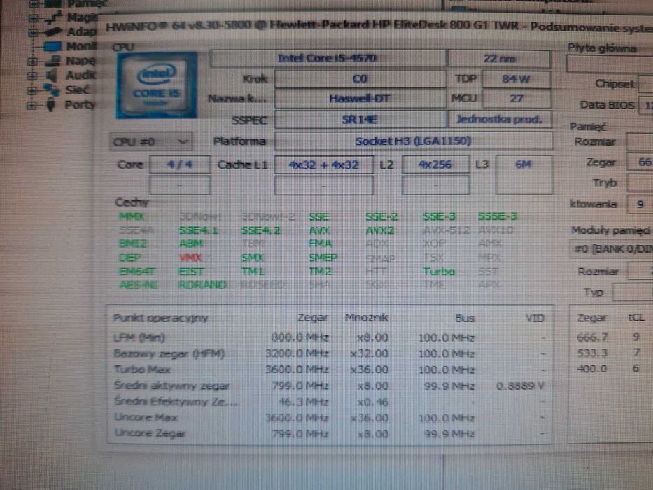 Komputer HP Elitedesk 800 i5 4570 8GB RAM 120 GB SSD Win10PRO