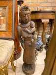 Drewniana figurka kobiety z dzieckiem, rękodzieło, vintage, wys. 75 cm