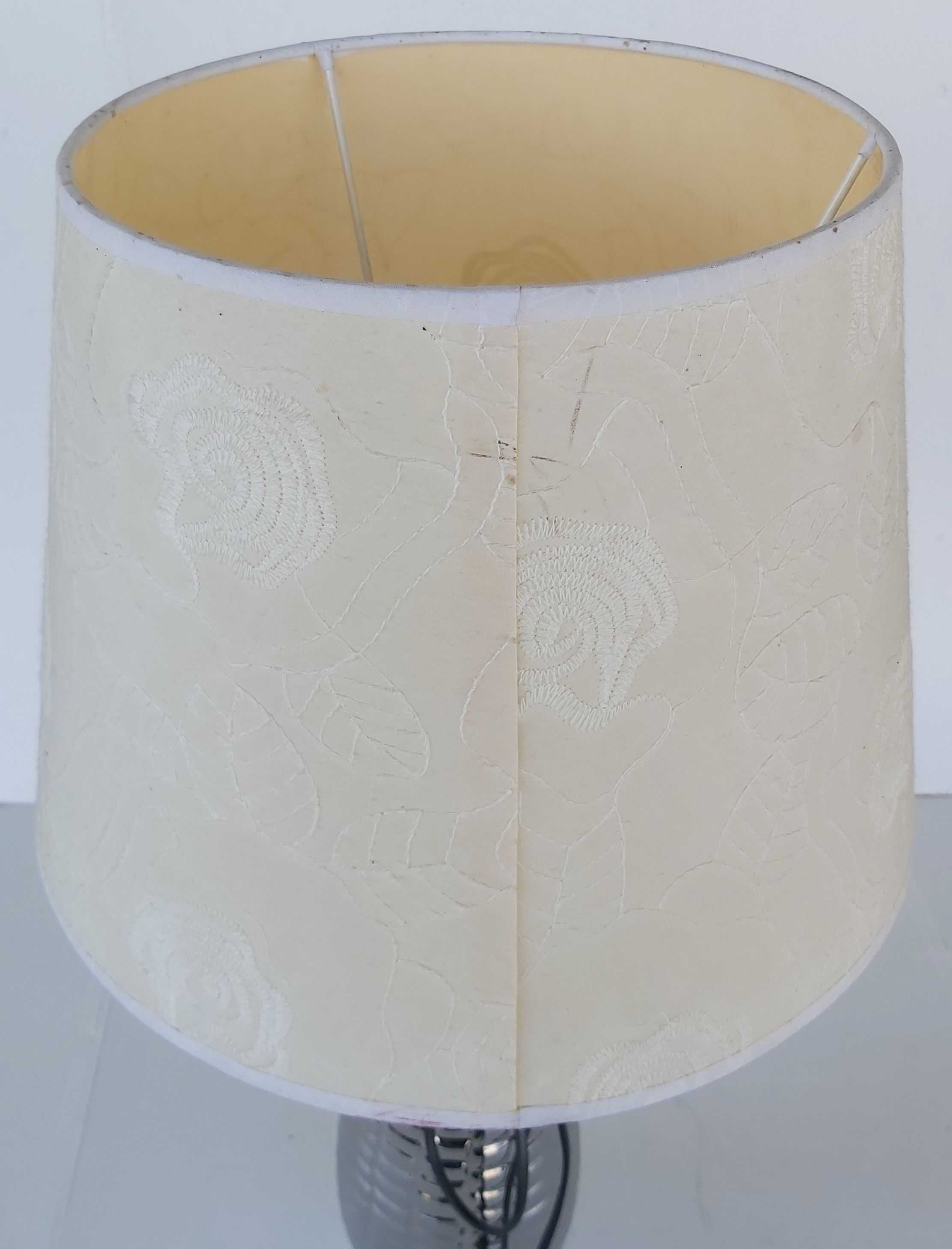 Lampa Ceramiczna Srebrna Powystawowa z Kloszem Nowa