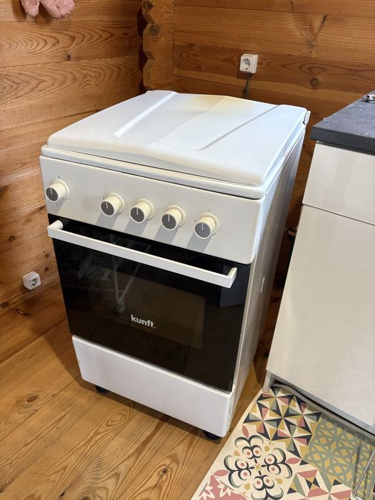 Fogão Kunft a gas branco 4 bocas + forno