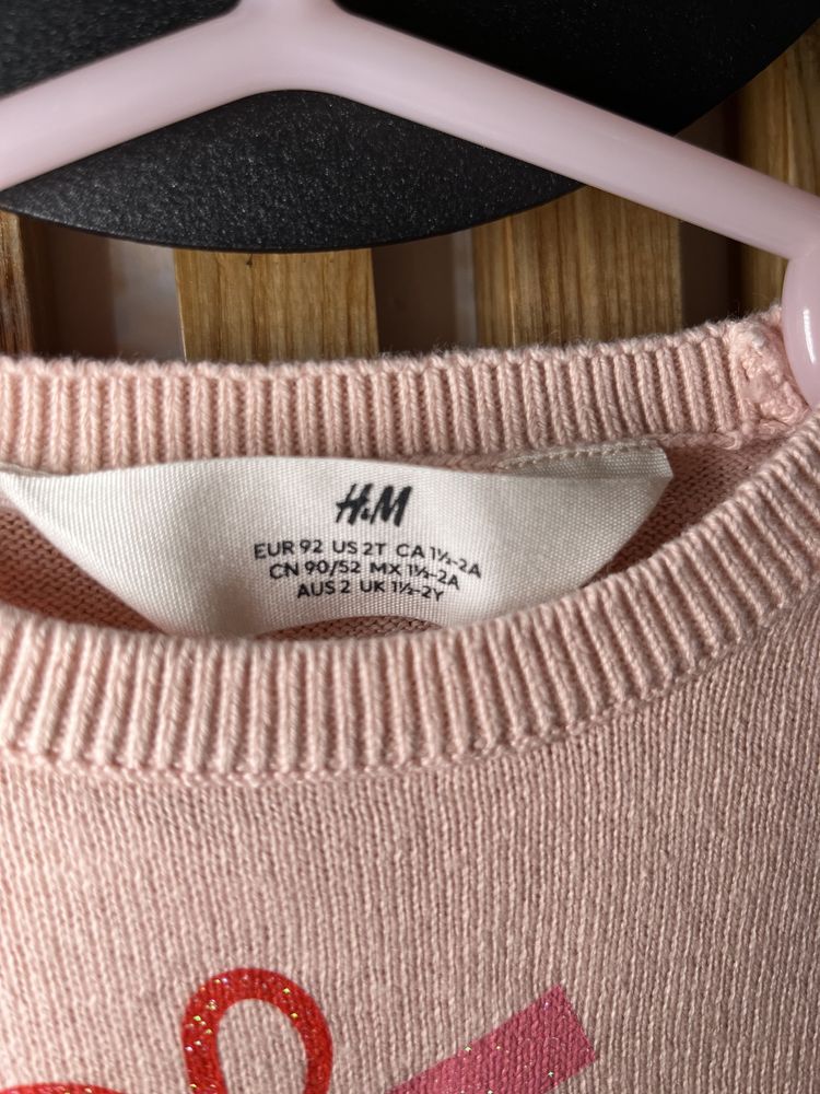 Sweter sweterek dziewczęcy świąteczny 92 cm H&M