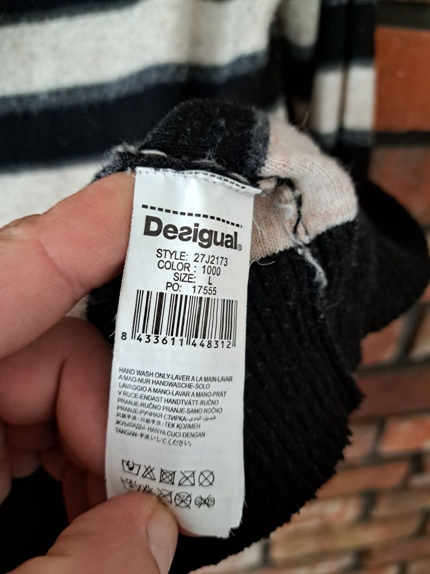 Desigual lekki sweter z kominem wełna angora oryginał L 40