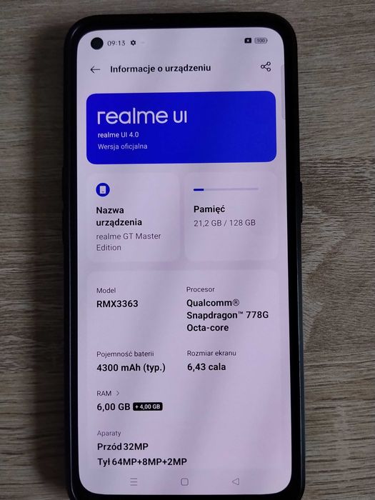 Realme GT Master Edition 6/128GB Grey - Idealny stan!