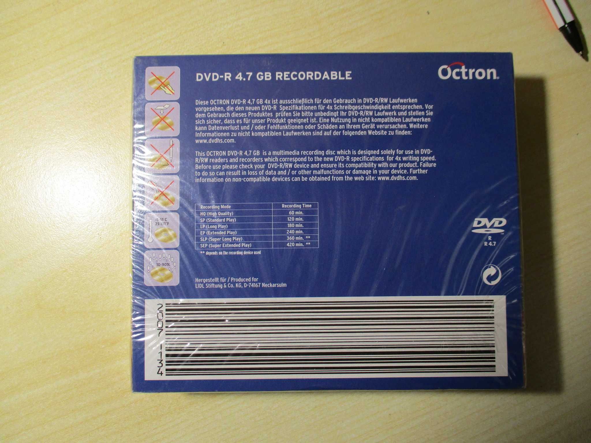 Octron DVD-R (5 pcs slim box) упаковка 5 шт., нові запечатані.